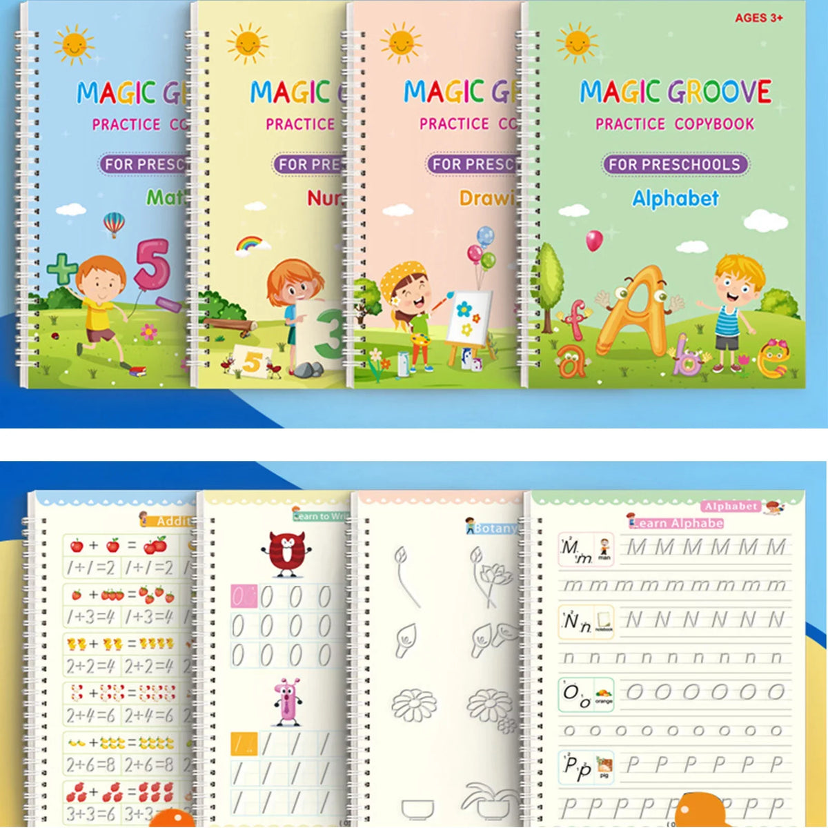Handwr (Pack of 4) Magic Practice Copybook for Kids, Children Reusable Handwr ...